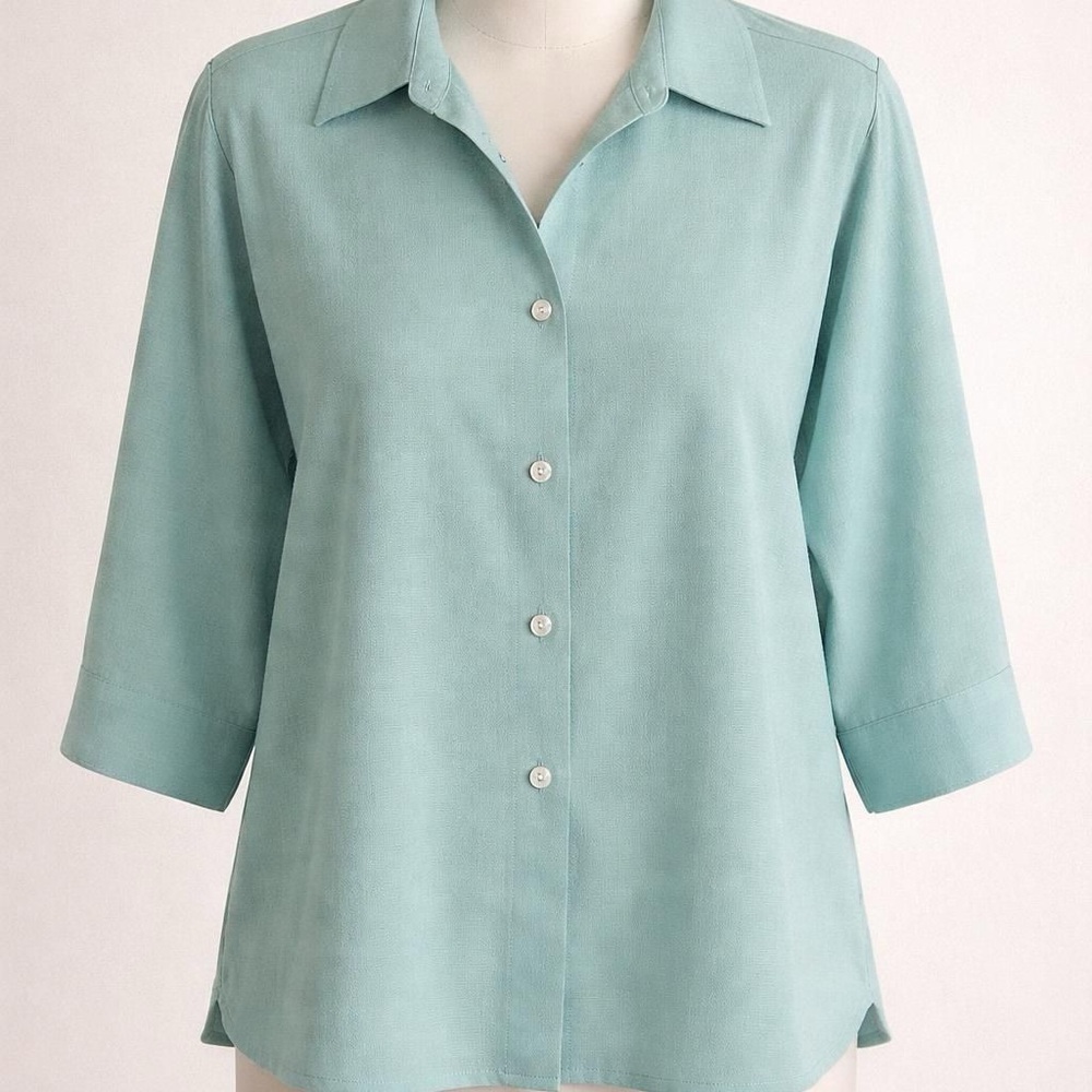 Orvis Women's Seafoam Button-Down Collared Shirt Linen